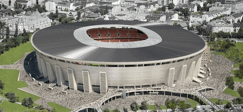Vizualizácia štadiónu Ferenca Puskása, pohľad zo vzduchu