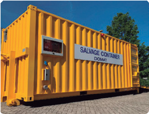 Domat salvage container for batteries