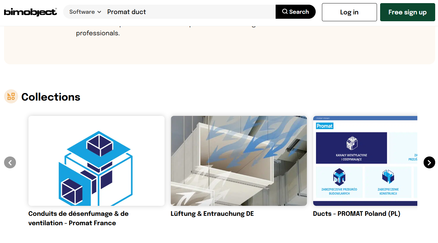 Find a BIM object of your ductwork