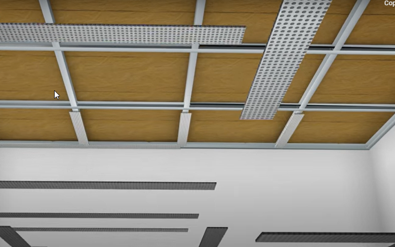 Horizontal self-supported ceiling constructed using Promat DURASTEEL