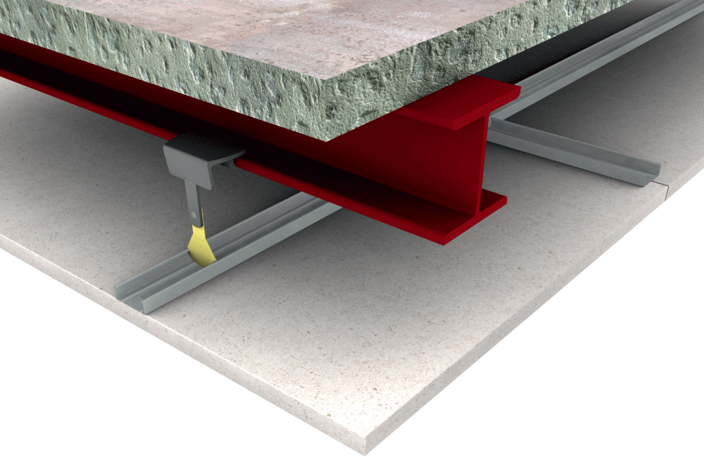 A side view of a fire stopping membrane
