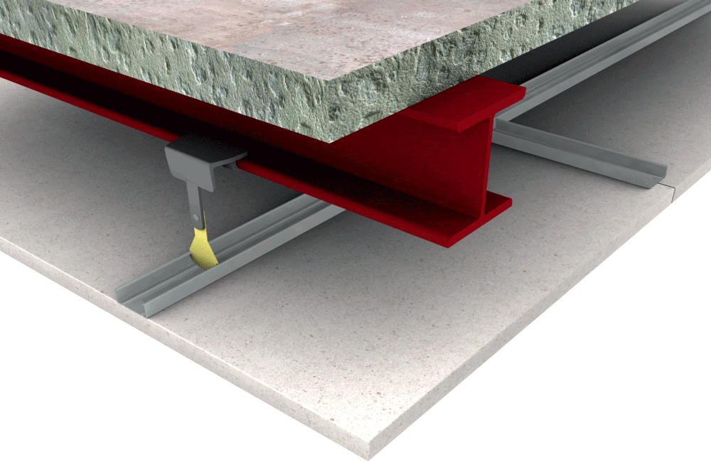 A side view of a fire stopping membrane