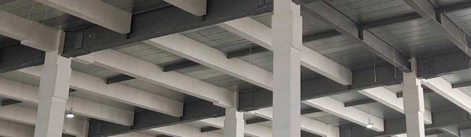 steel columns in a warehouse protected against fire with PROMATECT®-XS boards