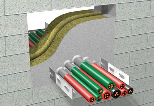 Shema  mehkih prebojev kablov skozi pregradni zid