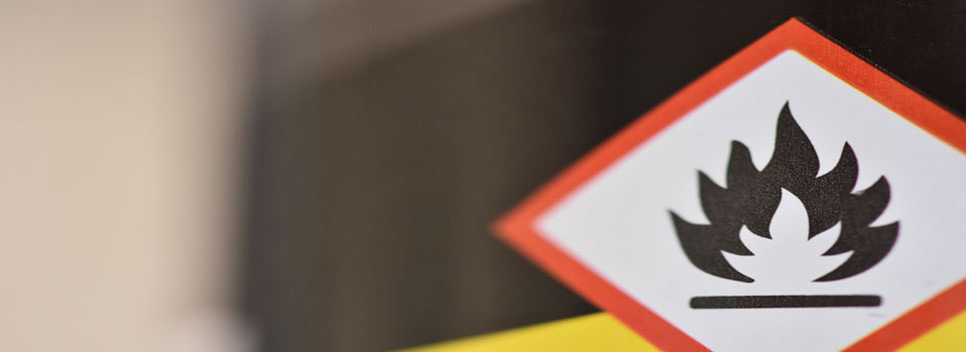 Image of a combustibility sign used on products 