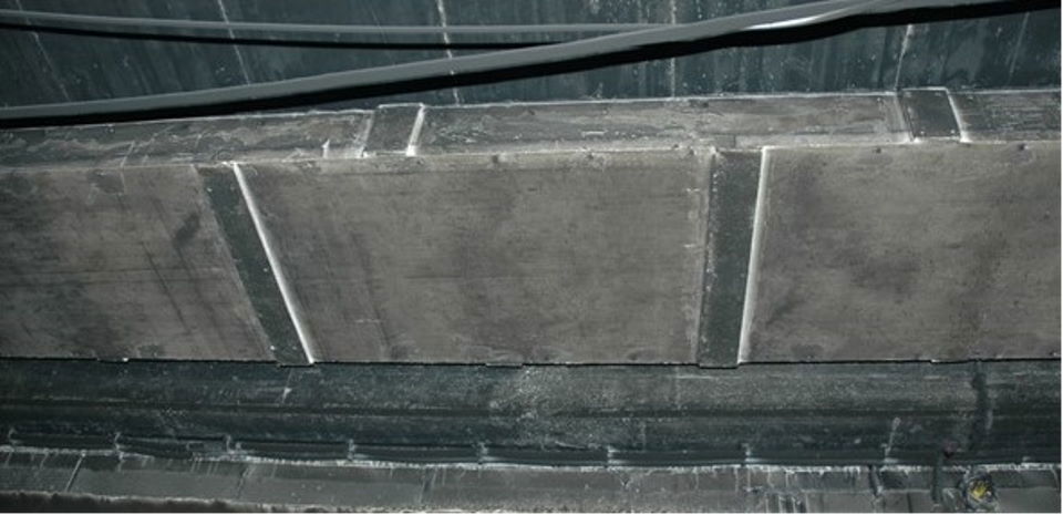 Image of channels made of PROMATECT®-L500 after an extremely serious fire.
