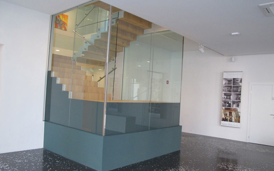 Protipožiarne zasklenie schodiska v mestskej galérii Piran