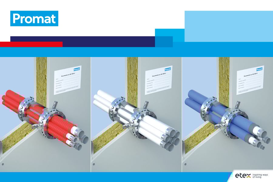 Nieuwe oplossingen voor doorvoeringen van geïsoleerde en niet-geïsoleerde alu-composietleidingen met PROMASTOP®-UCE!