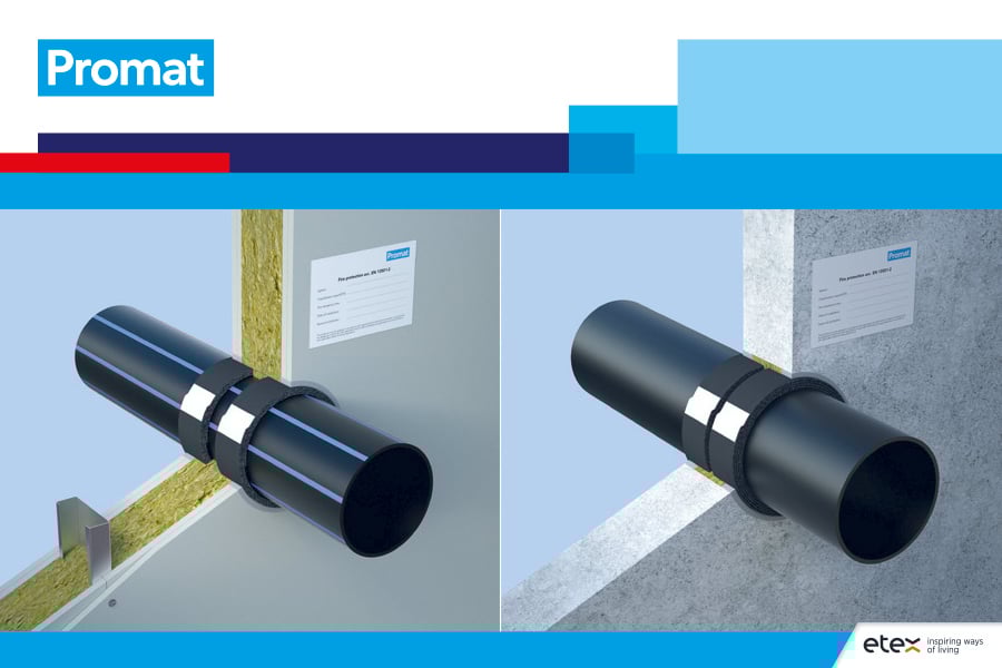 Nieuwe oplossingen voor doorvoeringen van geventileerde eenlaagse kunststofleidingen met PROMASTOP®-W!