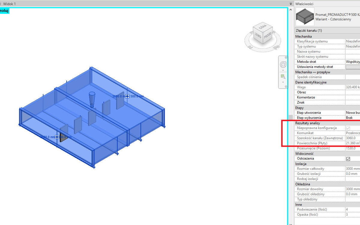 Zrzut z program Revit