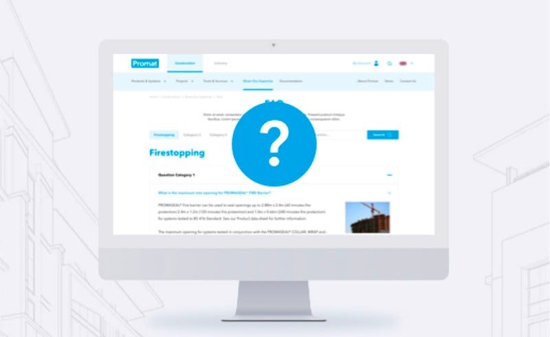 Risba, računalniškega zaslona, na katerem je Promat spletna stran z velikim vprašajem na sredini.