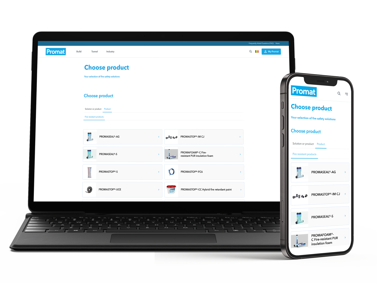 Promat Fire stopping Selector for mobile and desktop