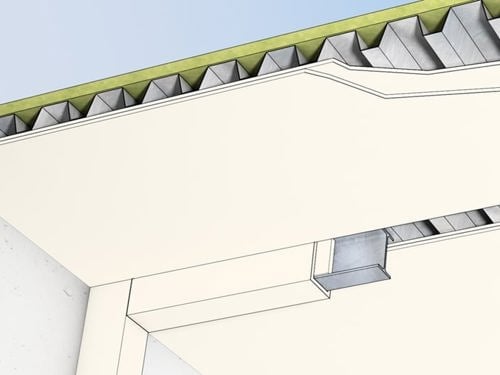 Bekleidung für Trapezblechdach mit Promaxon Brandschutzplatten F60