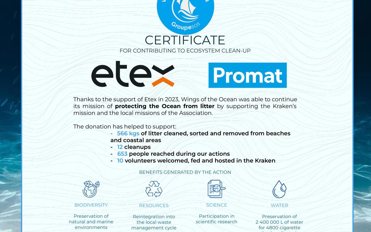 Promat supports ocean cleanup with donation to Wings of the Ocean